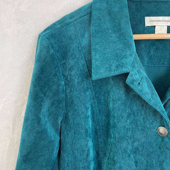 Christopher & Banks Turquoise Corduroy Western Jacket size large - Picture 5 of 10